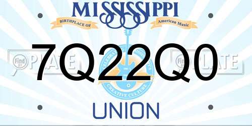7Q22Q0 Mississippi License Plate