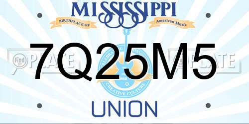 7Q25M5 Mississippi License Plate