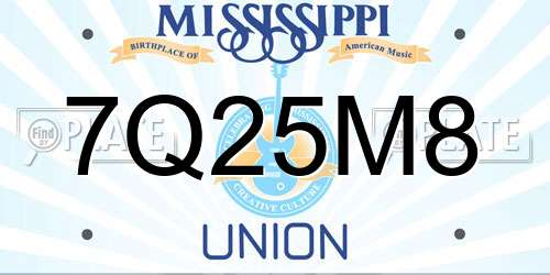 7Q25M8 Mississippi License Plate