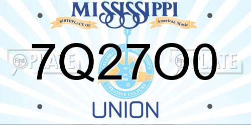 7Q27O0 Mississippi License Plate