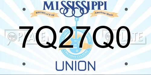 7Q27Q0 Mississippi License Plate