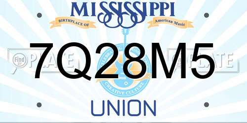7Q28M5 Mississippi License Plate