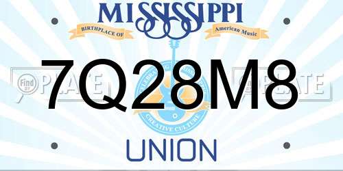 7Q28M8 Mississippi License Plate