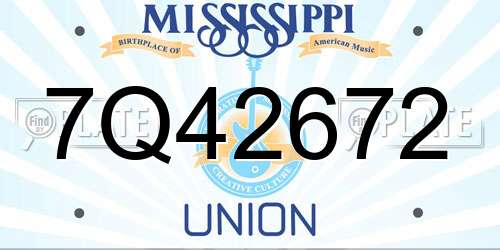 7Q42672 Mississippi License Plate
