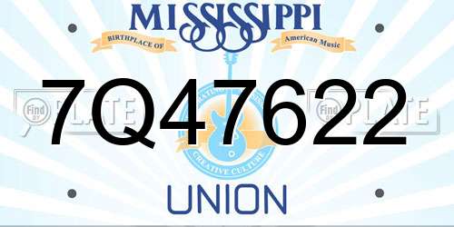 7Q47622 Mississippi License Plate