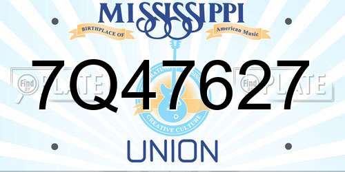 7Q47627 Mississippi License Plate
