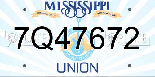 7Q47672 Mississippi License Plate