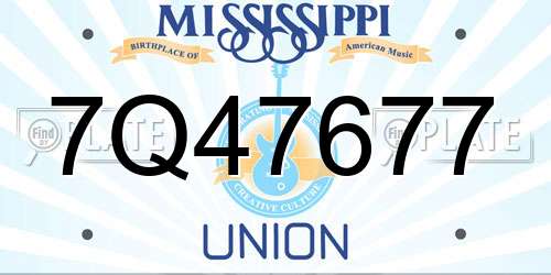 7Q47677 Mississippi License Plate