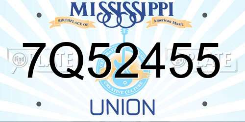 7Q52455 Mississippi License Plate
