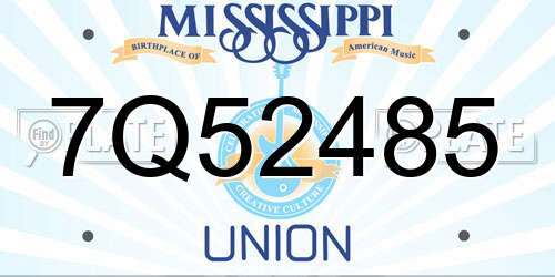 7Q52485 Mississippi License Plate