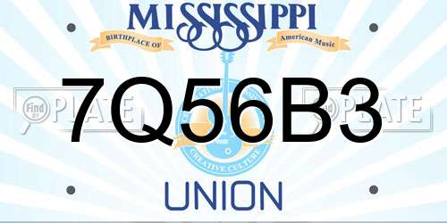 7Q56B3 Mississippi License Plate