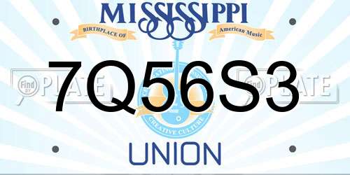 7Q56S3 Mississippi License Plate