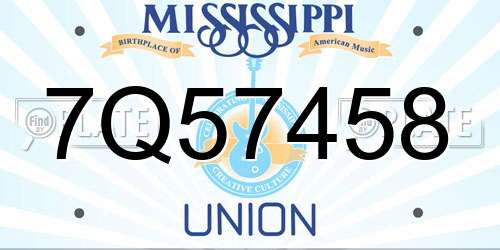 7Q57458 Mississippi License Plate