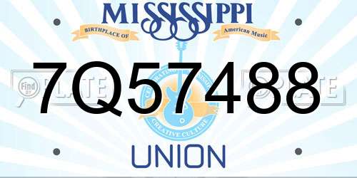 7Q57488 Mississippi License Plate