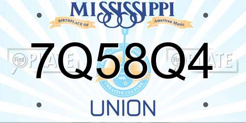7Q58Q4 Mississippi License Plate