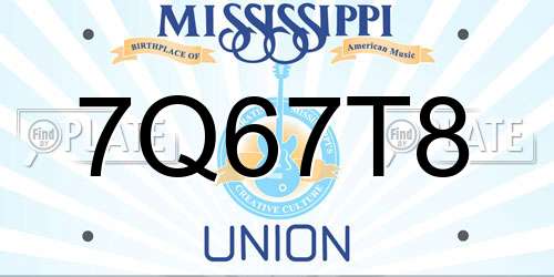 7Q67T8 Mississippi License Plate