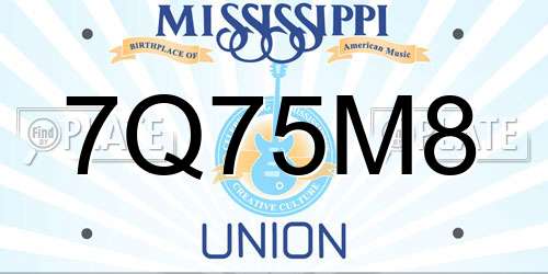 7Q75M8 Mississippi License Plate
