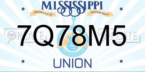 7Q78M5 Mississippi License Plate