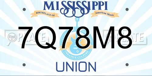 7Q78M8 Mississippi License Plate