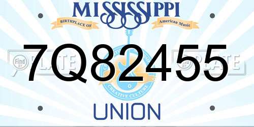 7Q82455 Mississippi License Plate