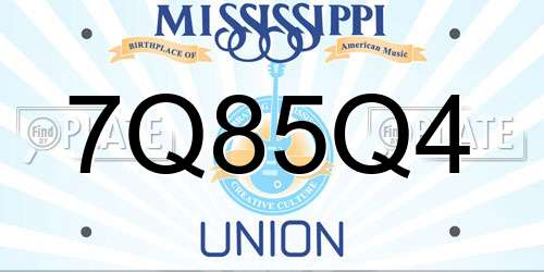 7Q85Q4 Mississippi License Plate