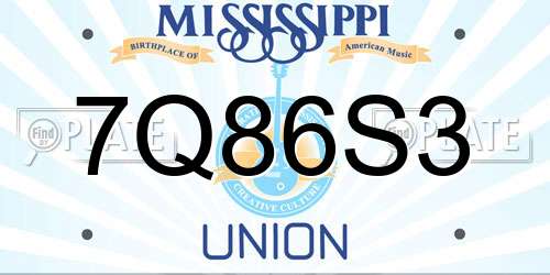 7Q86S3 Mississippi License Plate