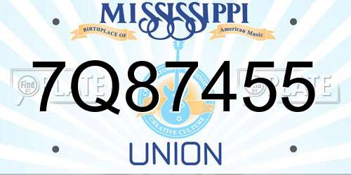 7Q87455 Mississippi License Plate
