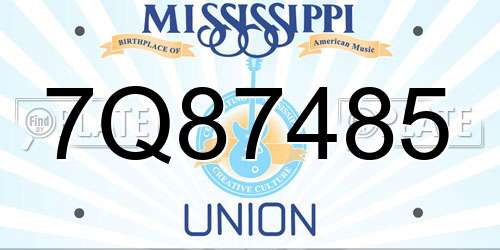 7Q87485 Mississippi License Plate
