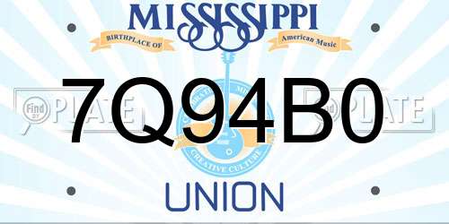 7Q94B0 Mississippi License Plate