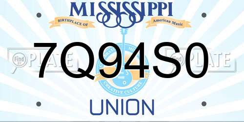 7Q94S0 Mississippi License Plate