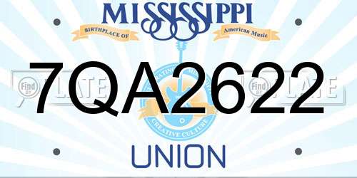 7QA2622 Mississippi License Plate