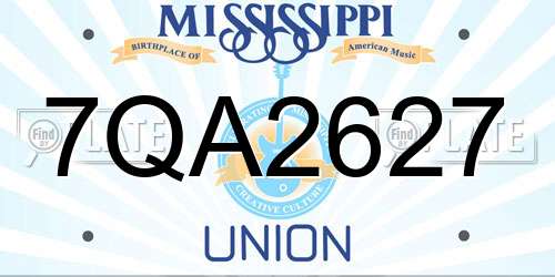 7QA2627 Mississippi License Plate