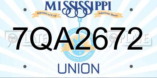 7QA2672 Mississippi License Plate