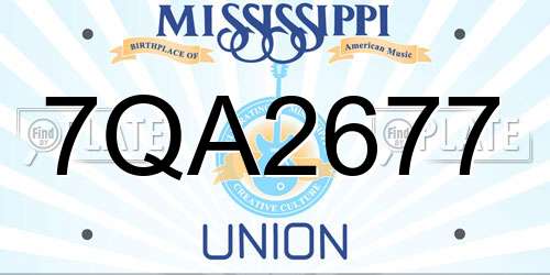 7QA2677 Mississippi License Plate
