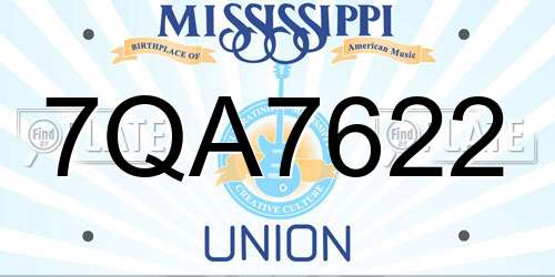 7QA7622 Mississippi License Plate