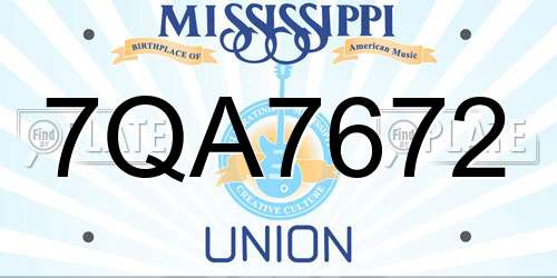 7QA7672 Mississippi License Plate