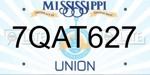 7QAT627 Mississippi License Plate