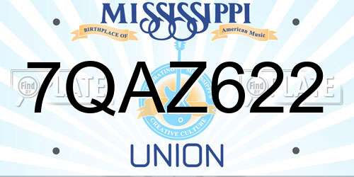 7QAZ622 Mississippi License Plate