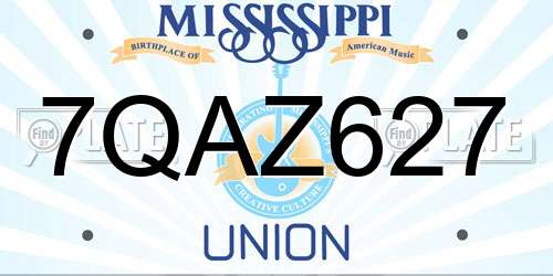 7QAZ627 Mississippi License Plate