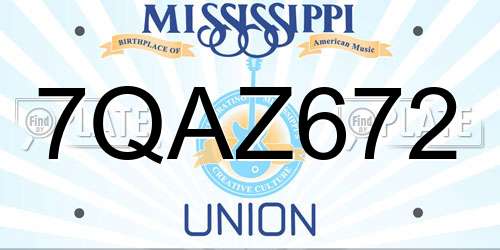 7QAZ672 Mississippi License Plate