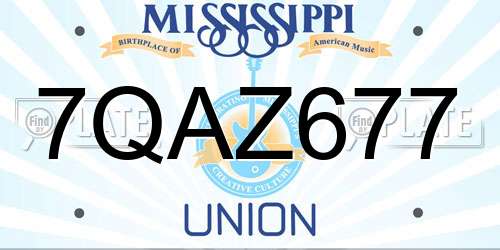 7QAZ677 Mississippi License Plate