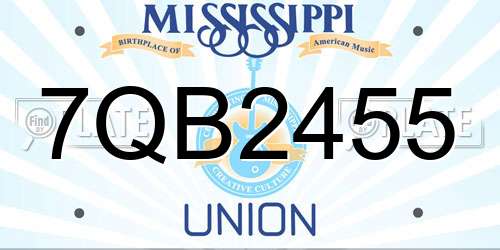 7QB2455 Mississippi License Plate