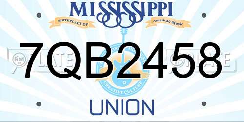 7QB2458 Mississippi License Plate