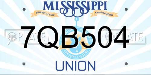 7QB504 Mississippi License Plate