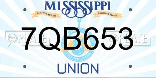 7QB653 Mississippi License Plate