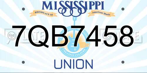 7QB7458 Mississippi License Plate