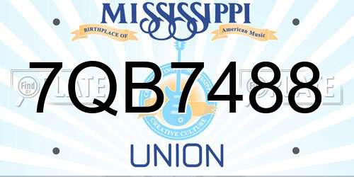 7QB7488 Mississippi License Plate