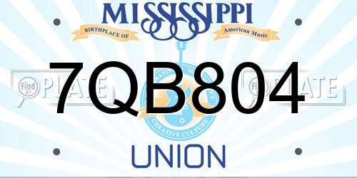 7QB804 Mississippi License Plate