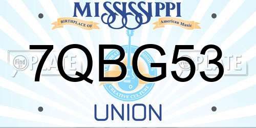 7QBG53 Mississippi License Plate