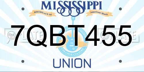 7QBT455 Mississippi License Plate